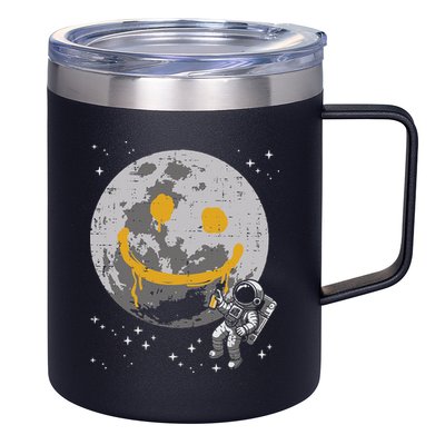 Astronaut Spray Paint Moon Smile Face Space 12oz Stainless Steel Coffee Mug