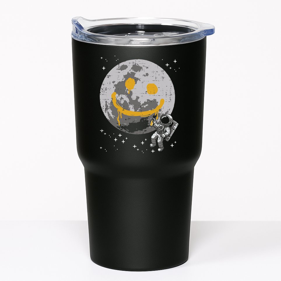 Astronaut Spray Paint Moon Smile Face Space Tumbler