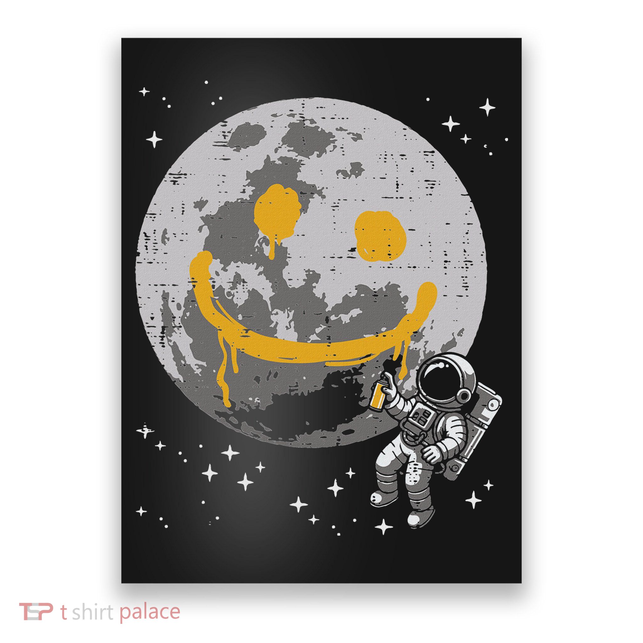 Astronaut Spray Paint Moon Smile Face Space Poster