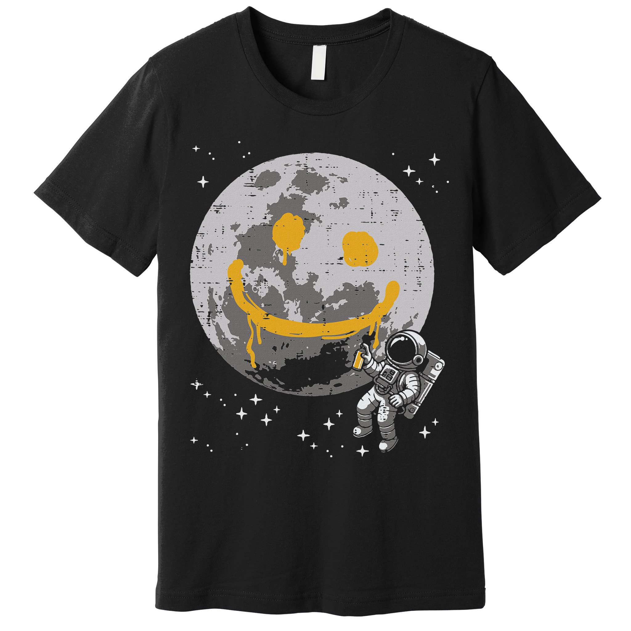 Astronaut Spray Paint Moon Smile Face Space Premium T-Shirt