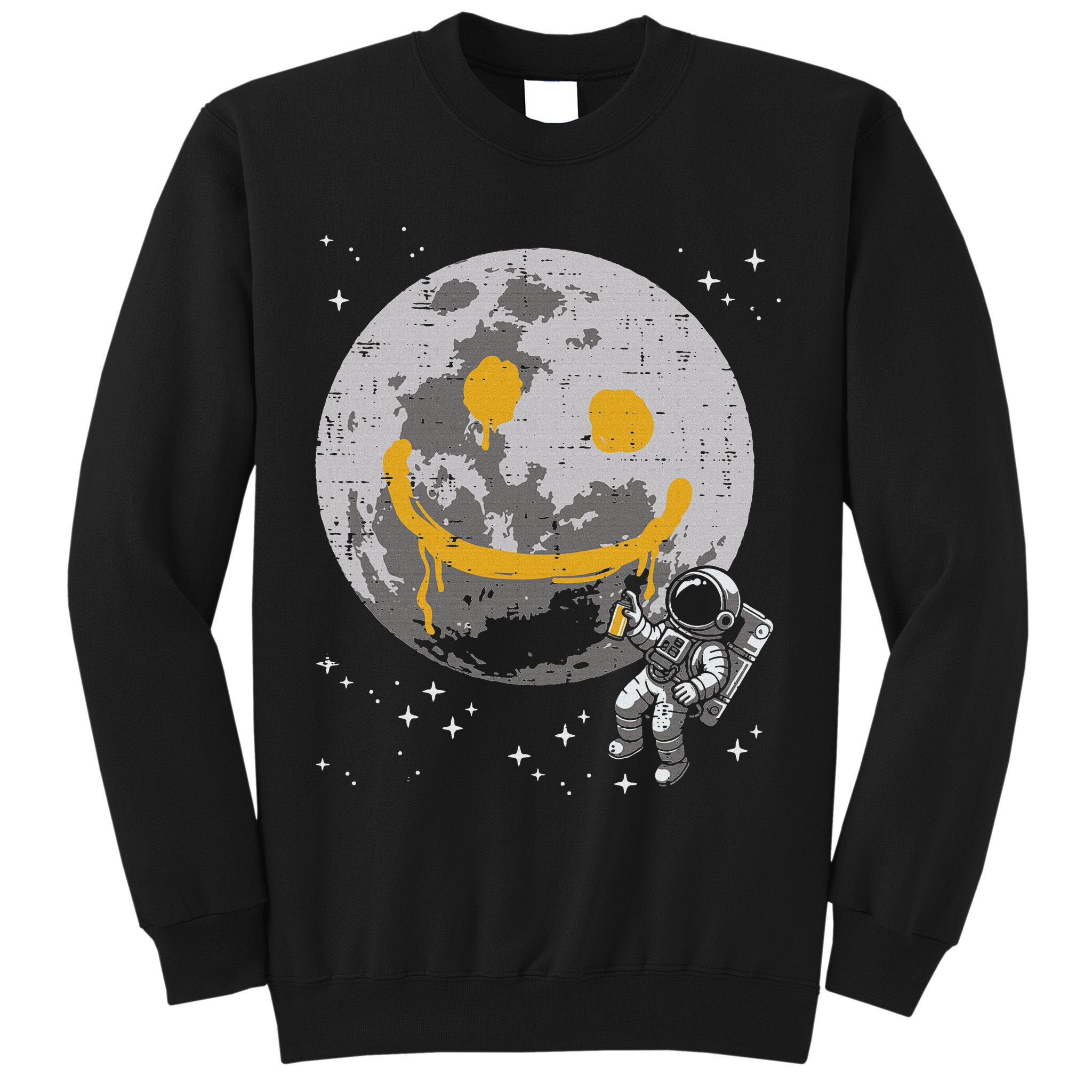 Astronaut Spray Paint Moon Smile Face Space Tall Sweatshirt