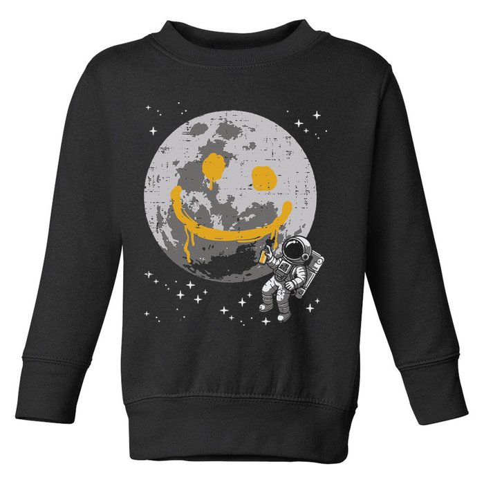 Astronaut Spray Paint Moon Smile Face Space Toddler Sweatshirt