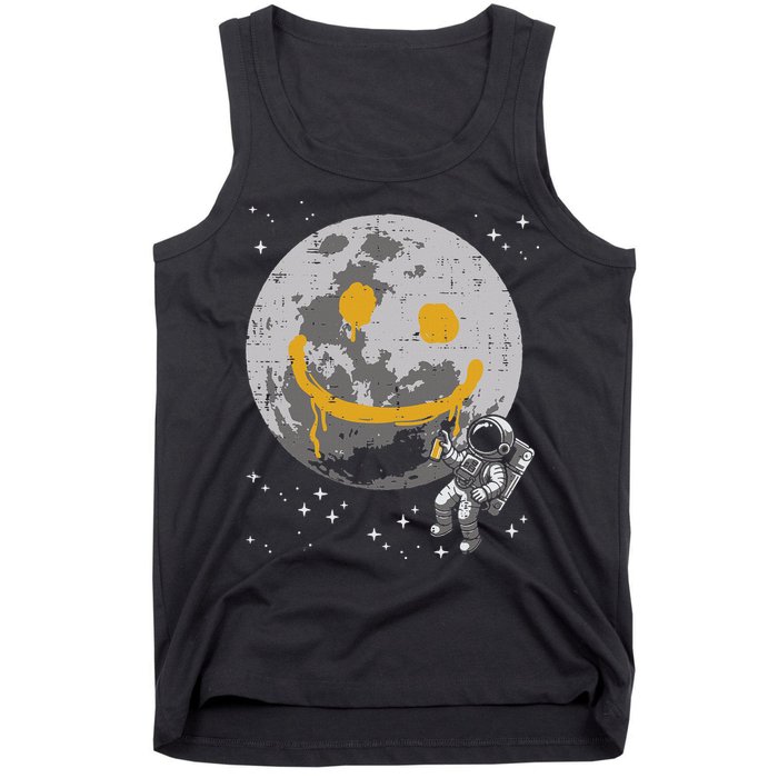 Astronaut Spray Paint Moon Smile Face Space Tank Top