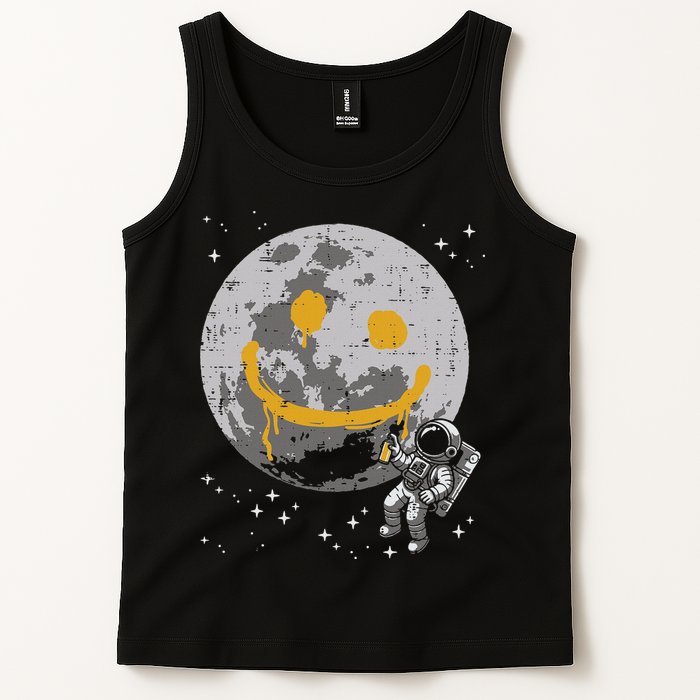Astronaut Spray Paint Moon Smile Face Space Tank Top