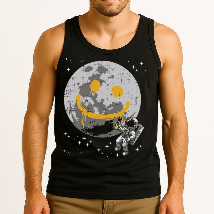 Astronaut Spray Paint Moon Smile Face Space Tank Top