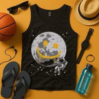 Astronaut Spray Paint Moon Smile Face Space Tank Top