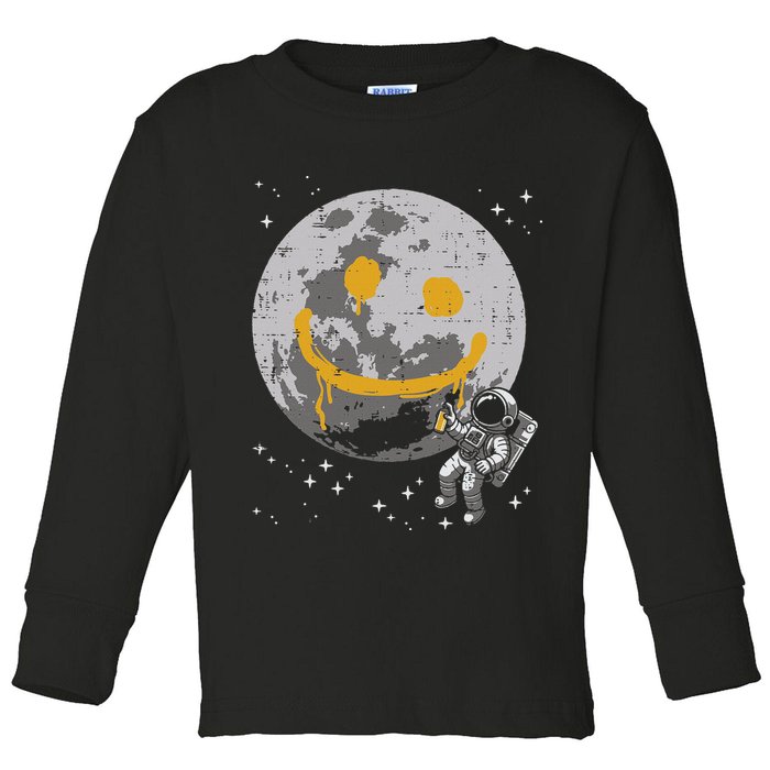 Astronaut Spray Paint Moon Smile Face Space Toddler Long Sleeve Shirt