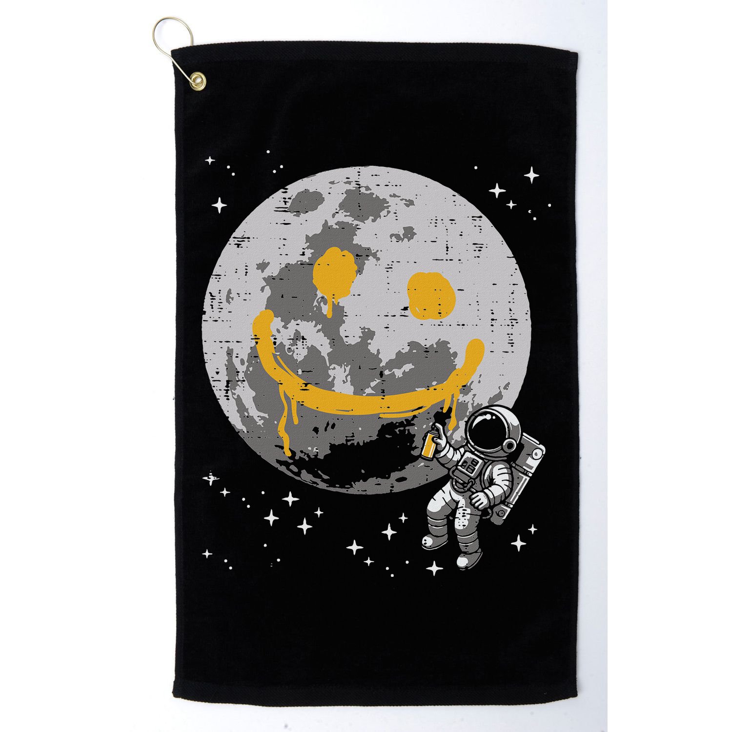 Astronaut Spray Paint Moon Smile Face Space Golf Towel