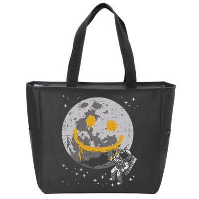 Astronaut Spray Paint Moon Smile Face Space Zip Tote Bag