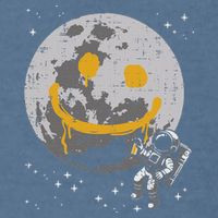 Astronaut Spray Paint Moon Smile Face Space Garment-Dyed Sweatshirt