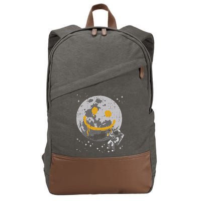 Astronaut Spray Paint Moon Smile Face Space Cotton Canvas Backpack