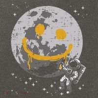 Astronaut Spray Paint Moon Smile Face Space Cotton Canvas Backpack