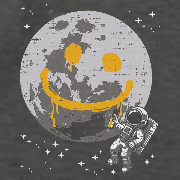 Astronaut Spray Paint Moon Smile Face Space Vector Backpack