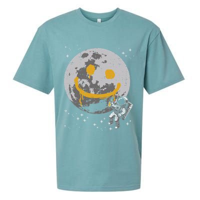 Astronaut Spray Paint Moon Smile Face Space Sueded Cloud Jersey T-Shirt