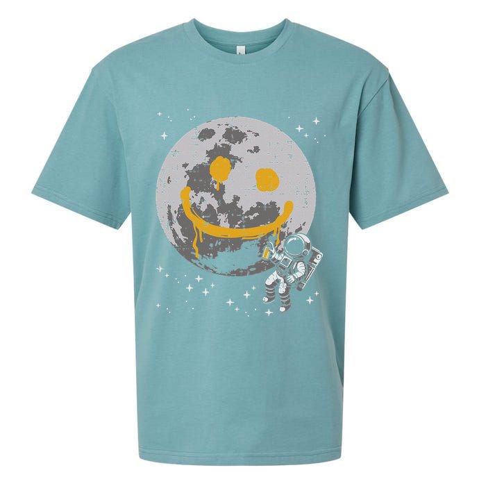 Astronaut Spray Paint Moon Smile Face Space Sueded Cloud Jersey T-Shirt