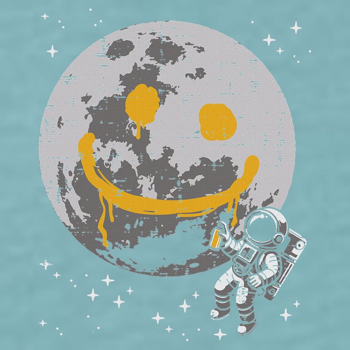 Astronaut Spray Paint Moon Smile Face Space Sueded Cloud Jersey T-Shirt