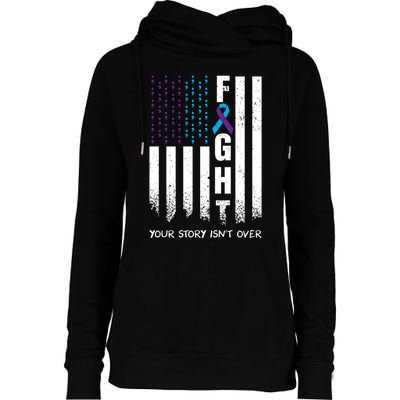 Awareness Suicide Prevention Ribbon FIGHT American Flag Womens Funnel Neck Pullover Hood