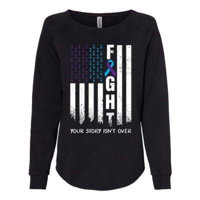 Awareness Suicide Prevention Ribbon FIGHT American Flag Womens California Wash Sweatshirt