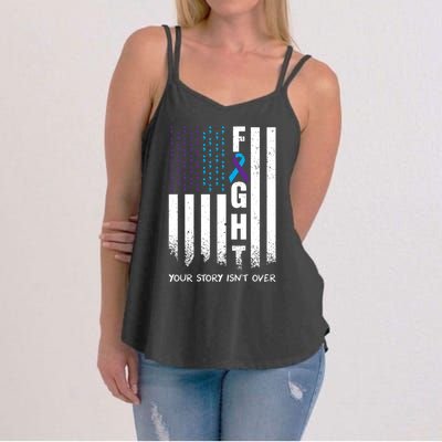 Awareness Suicide Prevention Ribbon FIGHT American Flag Women's Strappy Tank