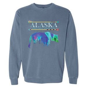 Alaska State Pride Alaska Northern Lights Alaskan Bear Garment-Dyed Sweatshirt