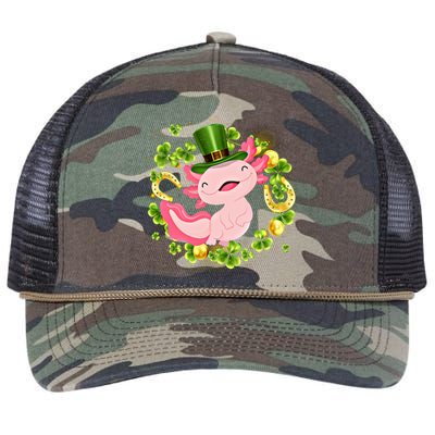 Axolotl Saint Patricks Day Lucky Cute Axolotl St Patrick Gift Retro Rope Trucker Hat Cap