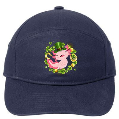 Axolotl Saint Patricks Day Lucky Cute Axolotl St Patrick Gift 7-Panel Snapback Hat