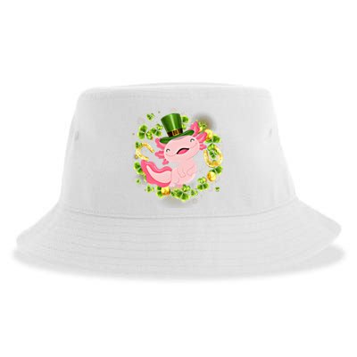 Axolotl Saint Patricks Day Lucky Cute Axolotl St Patrick Gift Sustainable Bucket Hat