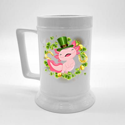 Axolotl Saint Patricks Day Lucky Cute Axolotl St Patrick Gift Beer Stein