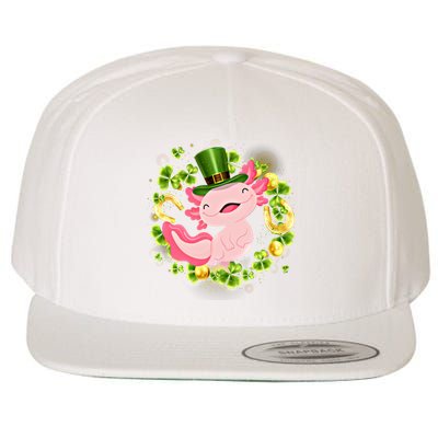 Axolotl Saint Patricks Day Lucky Cute Axolotl St Patrick Gift Wool Snapback Cap