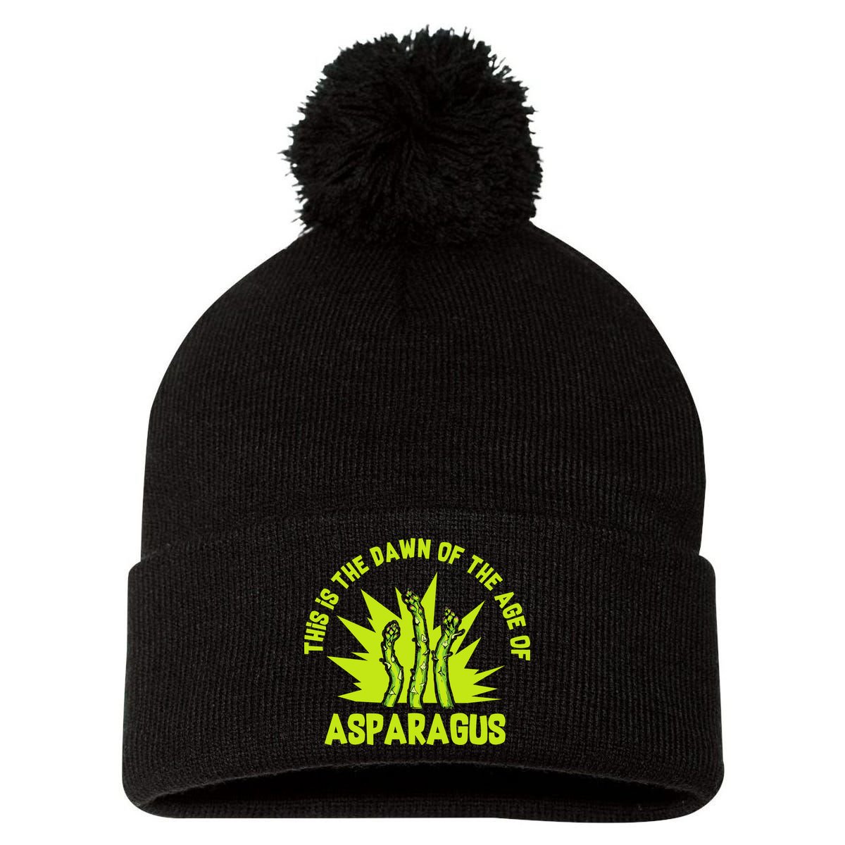 Asparagus Uprising  Pom Pom 12in Knit Beanie
