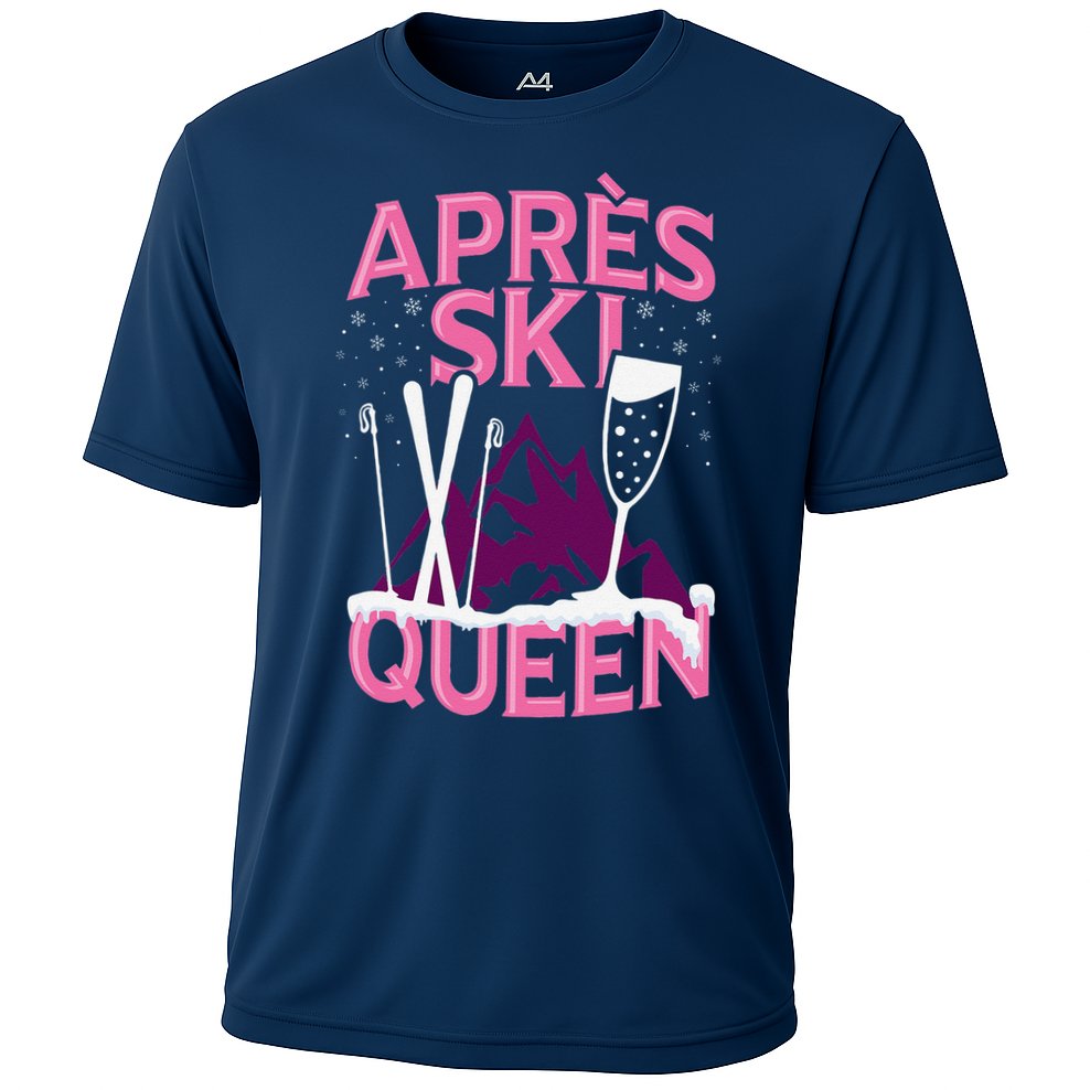 Apres Ski Queen Skiing Winter Sports Funny Party Cooling Performance Crew T-Shirt