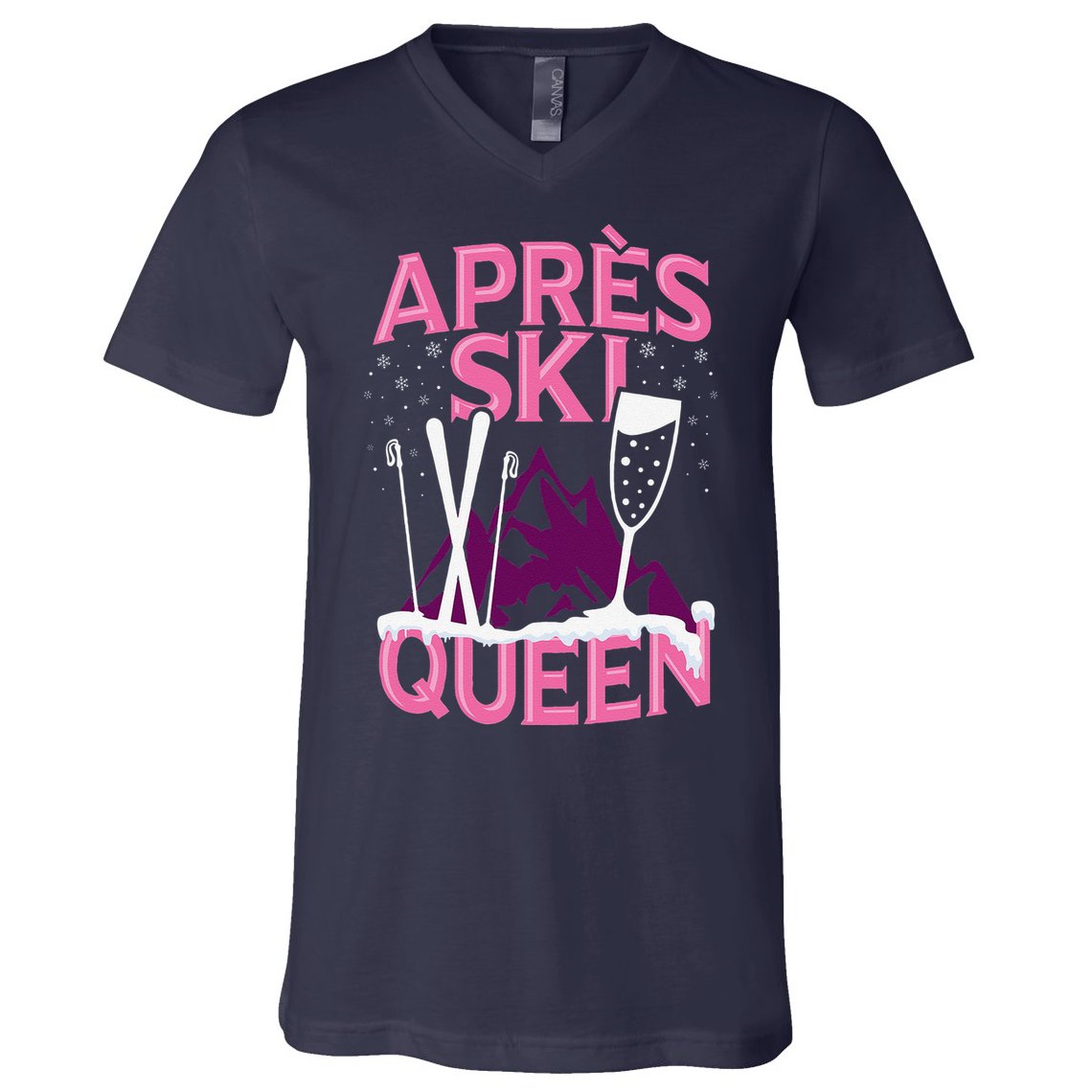 Apres Ski Queen Skiing Winter Sports Funny Party V-Neck T-Shirt