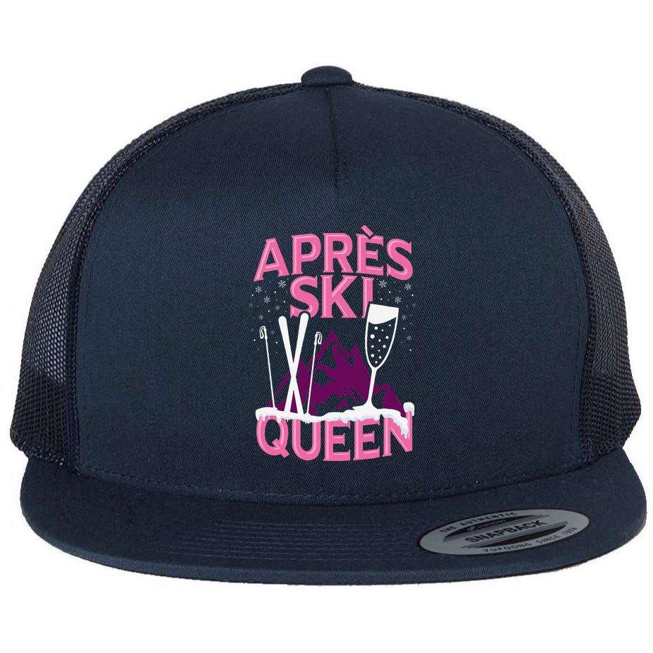 Apres Ski Queen Skiing Winter Sports Funny Party Flat Bill Trucker Hat
