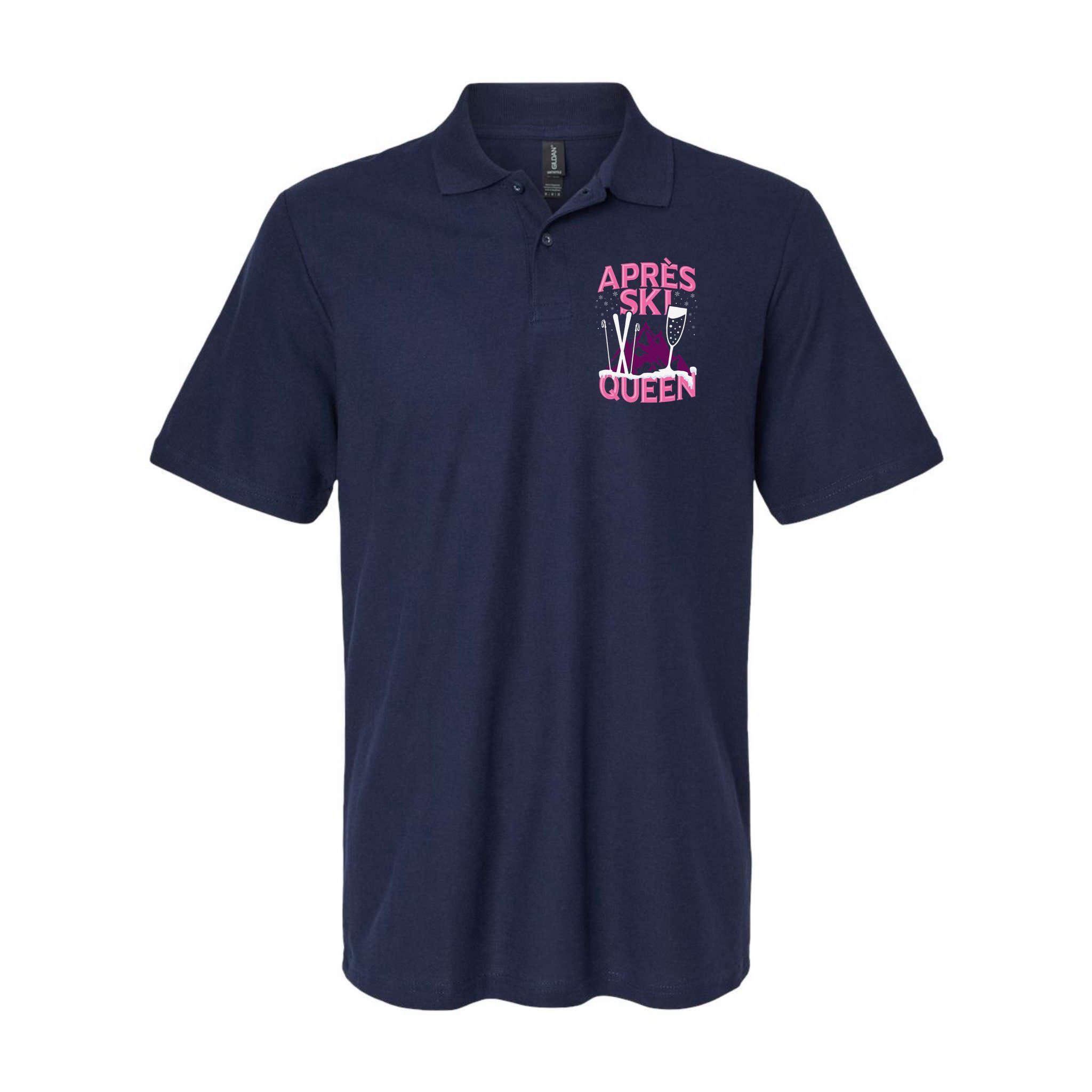 Apres Ski Queen Skiing Winter Sports Funny Party Polo