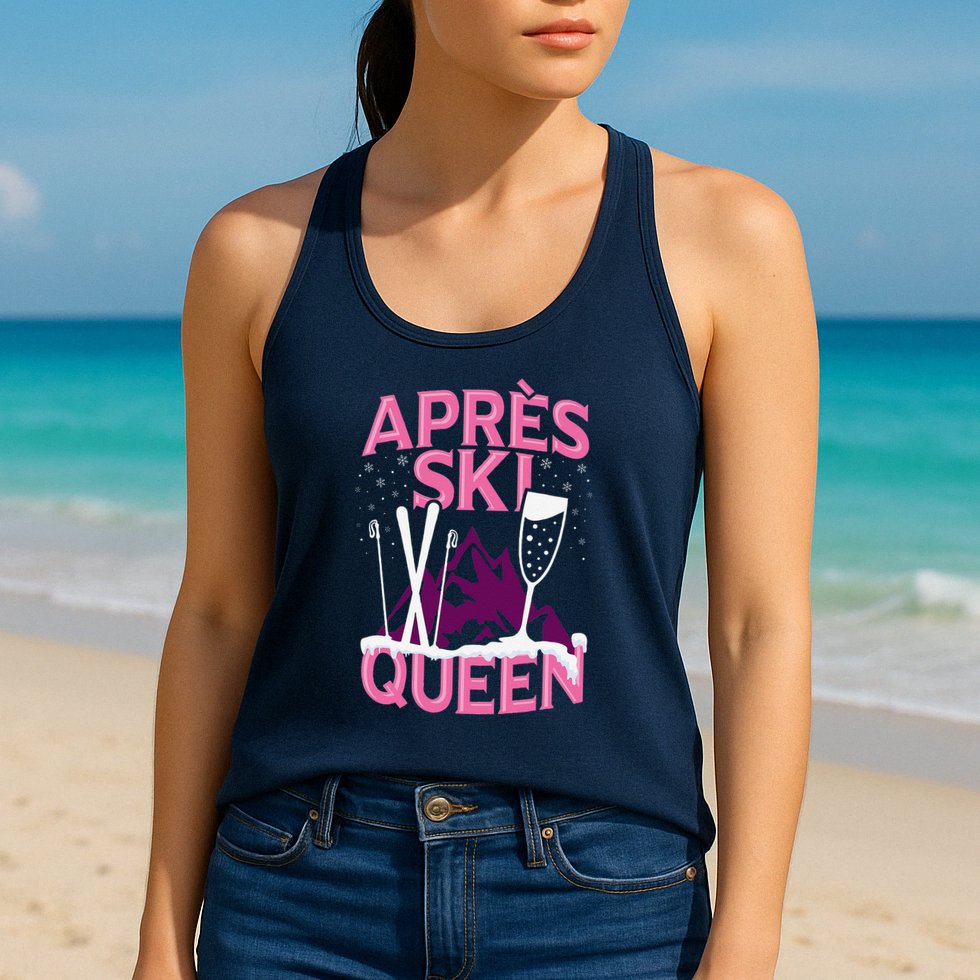 Apres Ski Queen Skiing Winter Sports Funny Party Womens Tank Top