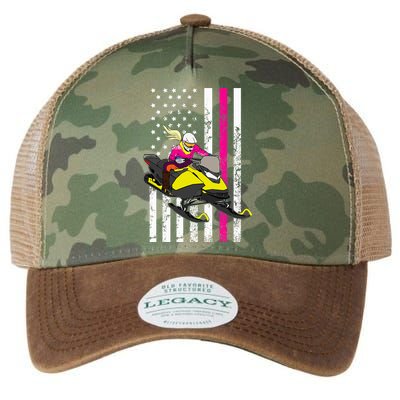 American Snowmobile Rider American Flag Snowmobile Legacy Tie Dye Trucker Hat