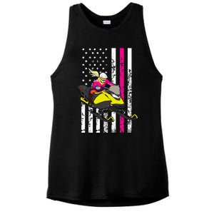 American Snowmobile Rider American Flag Snowmobile Ladies PosiCharge Tri-Blend Wicking Tank