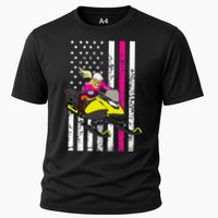 American Snowmobile Rider American Flag Snowmobile Cooling Performance Crew T-Shirt