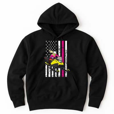 American Snowmobile Rider American Flag Snowmobile Hoodie
