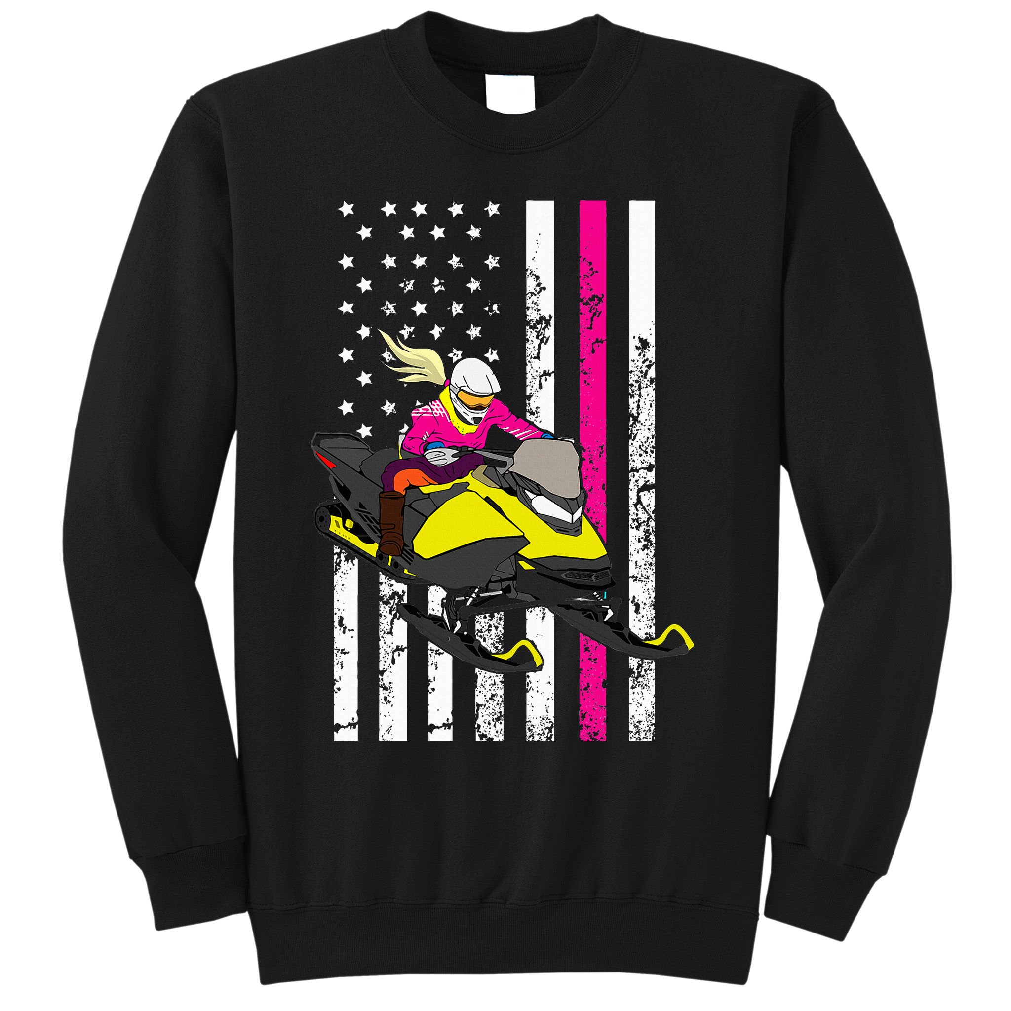 American Snowmobile Rider American Flag Snowmobile Sweatshirt