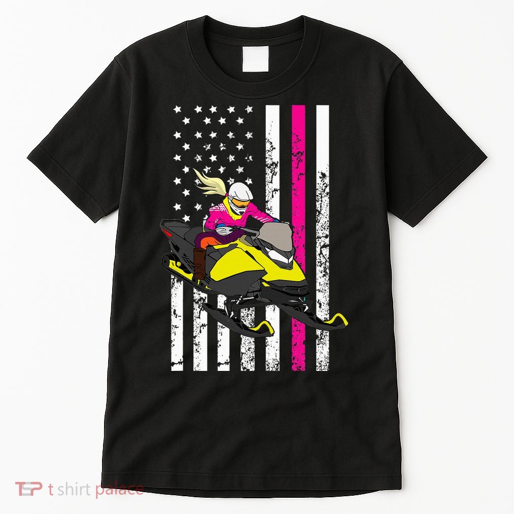 American Snowmobile Rider American Flag Snowmobile Tall T-Shirt
