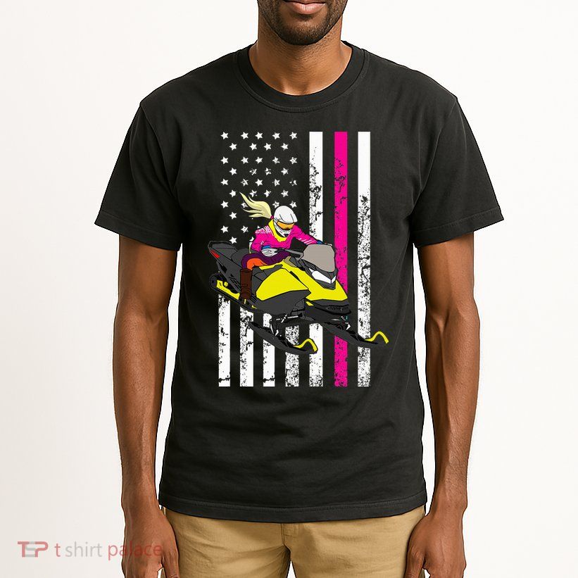 American Snowmobile Rider American Flag Snowmobile Tall T-Shirt
