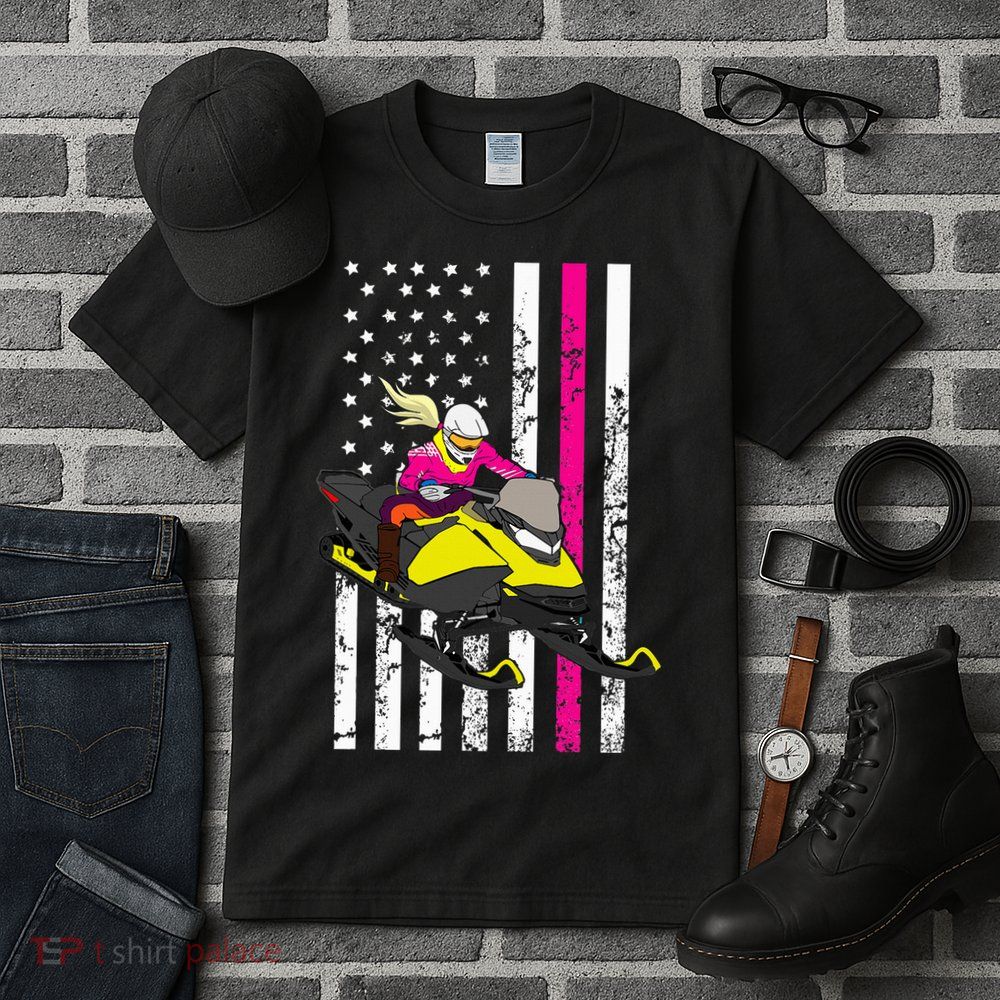 American Snowmobile Rider American Flag Snowmobile Tall T-Shirt