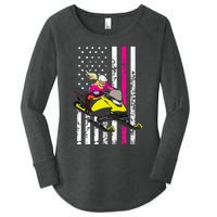 American Snowmobile Rider American Flag Snowmobile Women's Perfect Tri Tunic Long Sleeve Shirt