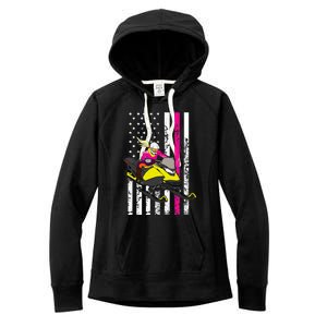 American Snowmobile Rider American Flag Snowmobile Women's Fleece Hoodie