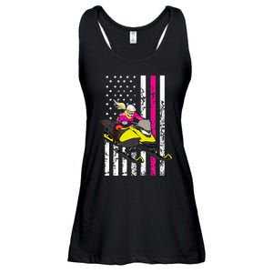 American Snowmobile Rider American Flag Snowmobile Ladies Essential Flowy Tank