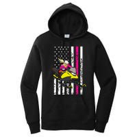 American Snowmobile Rider American Flag Snowmobile Women's Pullover Hoodie