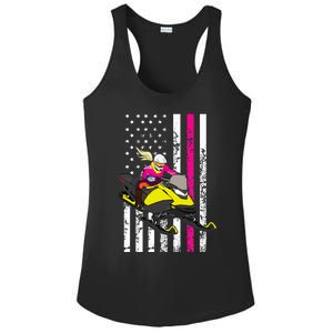 American Snowmobile Rider American Flag Snowmobile Ladies PosiCharge Competitor Racerback Tank