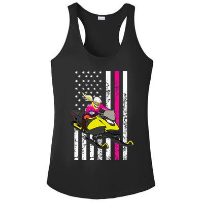 American Snowmobile Rider American Flag Snowmobile Ladies PosiCharge Competitor Racerback Tank