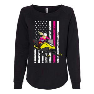 American Snowmobile Rider American Flag Snowmobile Womens California Wash Sweatshirt